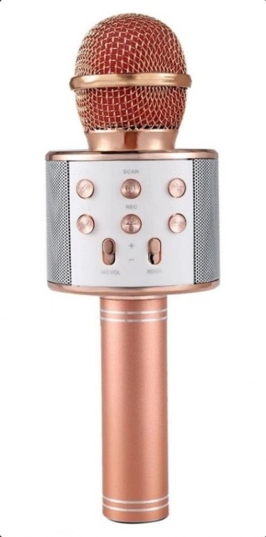 MIKROFON KARAOKE BEZPRZEWODOWY GŁOŚNIK BLUETOOTH ROSE GOLD