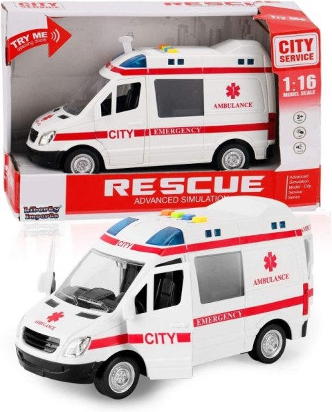 Autko AMBULANS światło dźwięk odgłosy otwierane drzwi Autko AMBULANS światło dźwięk odgłosy otwierane drzwi