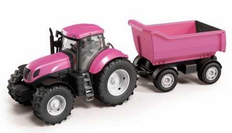 DUŻY TRAKTOR WYWROTKA OTWIERANE DRZWI RÓŻOWY 1:16 DUŻY TRAKTOR WYWROTKA OTWIERANE DRZWI RÓŻOWY 1:16