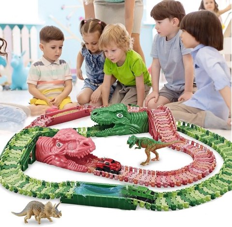 Tor wyścigowy raj park Dinozaurów autka tory 240 elementów Tor wyścigowy raj park Dinozaurów autka tory 240 elementów