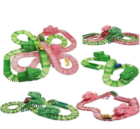 Tor wyścigowy raj park Dinozaurów autka tory 240 elementów Tor wyścigowy raj park Dinozaurów autka tory 240 elementów