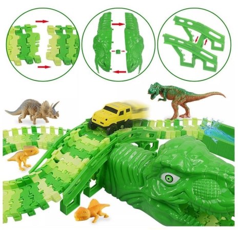 Tor wyścigowy raj park Dinozaurów autka tory 240 elementów Tor wyścigowy raj park Dinozaurów autka tory 240 elementów