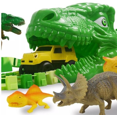 Tor wyścigowy raj park Dinozaurów autka tory 240 elementów Tor wyścigowy raj park Dinozaurów autka tory 240 elementów