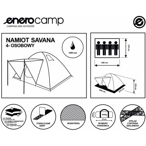NAMIOT TURYSTYCZNY 4 OSOBOWY IGLO SAVANA 210X240X130CM ROYOKAMP NAMIOT TURYSTYCZNY 4 OSOBOWY IGLO SAVANA 210X240X130CM ROYOKAMP