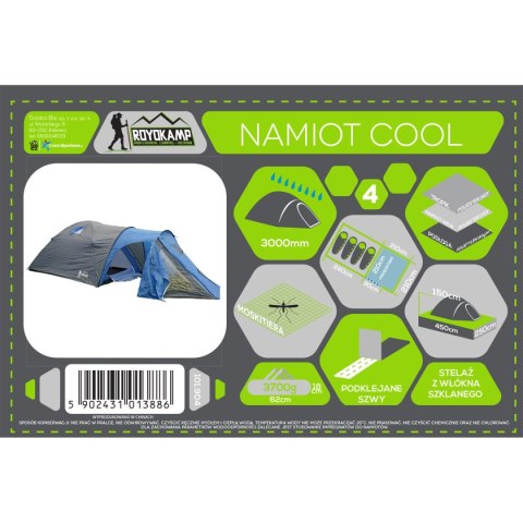 NAMIOT TURYSTYCZNY 4 OSOBOWY COOL SZARO-NIEBIESKI NAMIOT TURYSTYCZNY 4 OSOBOWY COOL SZARO-NIEBIESKI
