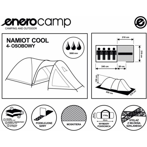 NAMIOT TURYSTYCZNY 4 OSOBOWY COOL SZARO-NIEBIESKI NAMIOT TURYSTYCZNY 4 OSOBOWY COOL SZARO-NIEBIESKI