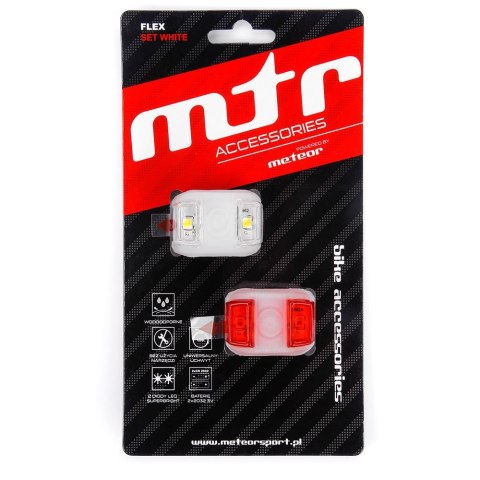 ZESTAW LAMPEK ROWEROWYCH METEOR FLEX biały ZESTAW LAMPEK ROWEROWYCH METEOR FLEX biały