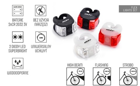 ZESTAW LAMPEK ROWEROWYCH METEOR FLEX biały ZESTAW LAMPEK ROWEROWYCH METEOR FLEX biały