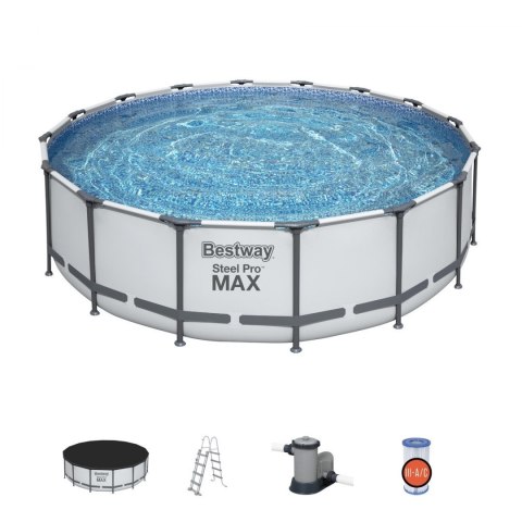 Basen stelażowy Steel Pro MAX 488x122 Szary 16FT BESTWAY 5w1 + Drabinka + Pokrywa Basen stelażowy Steel Pro MAX 488x122 Szary 16FT BESTWAY 5w1 + Drabinka + Pokrywa