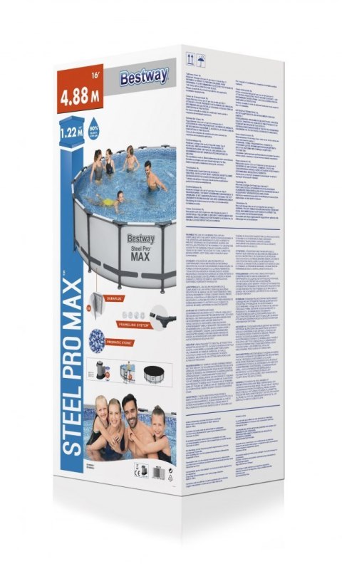 Basen stelażowy Steel Pro MAX 488x122 Szary 16FT BESTWAY 5w1 + Drabinka + Pokrywa Basen stelażowy Steel Pro MAX 488x122 Szary 16FT BESTWAY 5w1 + Drabinka + Pokrywa