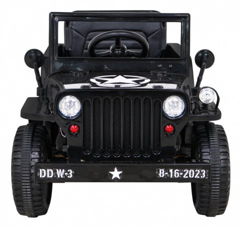 Autko Wojskowe Retro dla dzieci Czarny + Napęd 4x4 + Pilot + 2 Bagażniki + Wolny Start + MP3 LED Autko Wojskowe Retro dla dzieci Czarny + Napęd 4x4 + Pilot + 2 Bagażniki + Wolny Start + MP3 LED