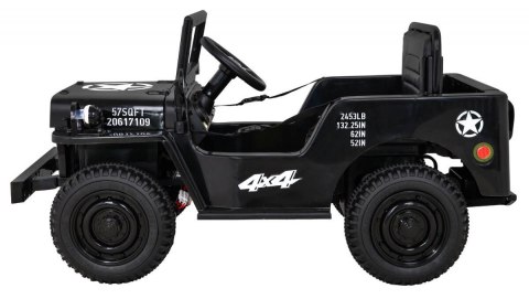 Autko Wojskowe Retro dla dzieci Czarny + Napęd 4x4 + Pilot + 2 Bagażniki + Wolny Start + MP3 LED Autko Wojskowe Retro dla dzieci Czarny + Napęd 4x4 + Pilot + 2 Bagażniki + Wolny Start + MP3 LED