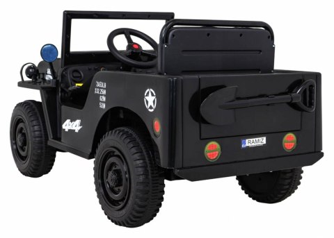 Autko Wojskowe Retro dla dzieci Czarny + Napęd 4x4 + Pilot + 2 Bagażniki + Wolny Start + MP3 LED Autko Wojskowe Retro dla dzieci Czarny + Napęd 4x4 + Pilot + 2 Bagażniki + Wolny Start + MP3 LED