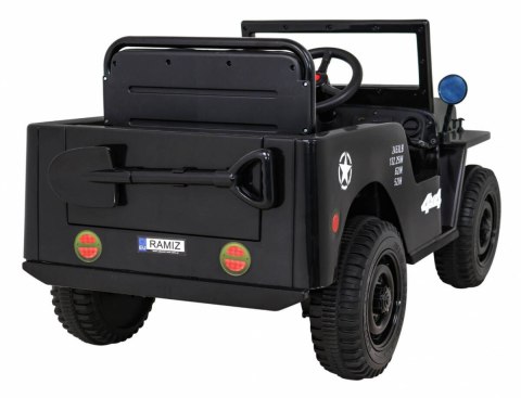 Autko Wojskowe Retro dla dzieci Czarny + Napęd 4x4 + Pilot + 2 Bagażniki + Wolny Start + MP3 LED Autko Wojskowe Retro dla dzieci Czarny + Napęd 4x4 + Pilot + 2 Bagażniki + Wolny Start + MP3 LED