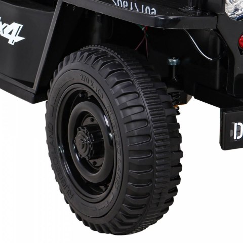 Autko Wojskowe Retro dla dzieci Czarny + Napęd 4x4 + Pilot + 2 Bagażniki + Wolny Start + MP3 LED Autko Wojskowe Retro dla dzieci Czarny + Napęd 4x4 + Pilot + 2 Bagażniki + Wolny Start + MP3 LED