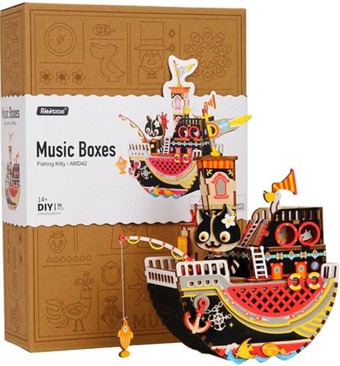 ROBOTIME Drewniane Puzzle 3D - Pozytywka Statek