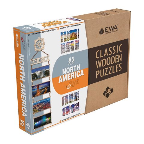 EWA Drewniane Dwustronne Puzzle - Ameryka Północna EWA Drewniane Dwustronne Puzzle - Ameryka Północna