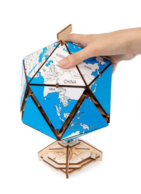 EWA Drewniane Puzzle 3D - Dwudziestościenny Niebieski Globus EWA Drewniane Puzzle 3D - Dwudziestościenny Niebieski Globus
