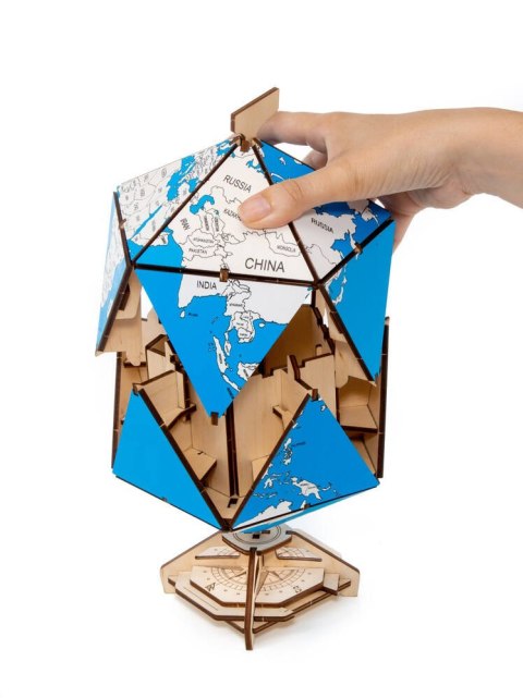 EWA Drewniane Puzzle 3D - Dwudziestościenny Niebieski Globus EWA Drewniane Puzzle 3D - Dwudziestościenny Niebieski Globus