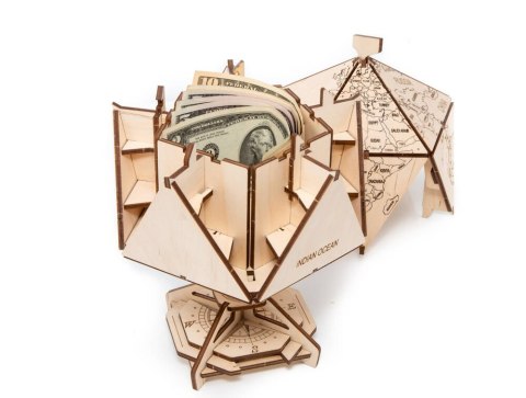 EWA Drewniane Puzzle 3D - Dwudziestościenny Niebieski Globus EWA Drewniane Puzzle 3D - Dwudziestościenny Niebieski Globus