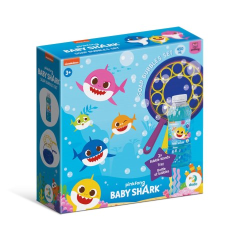 Mega Zestaw Bańki Mydlane Rekiny Baby Shark Duże Różdżki Tacka Płyn 450 ml Mega Zestaw Bańki Mydlane Rekiny Baby Shark Duże Różdżki Tacka Płyn 450 ml