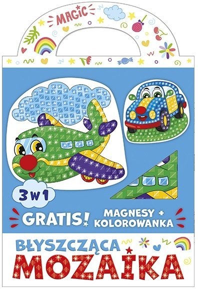 Błyszcząca Mozaika Magnesy Samolot i auto Gratis Kolorowanka Błyszcząca Mozaika Magnesy Samolot i auto Gratis Kolorowanka