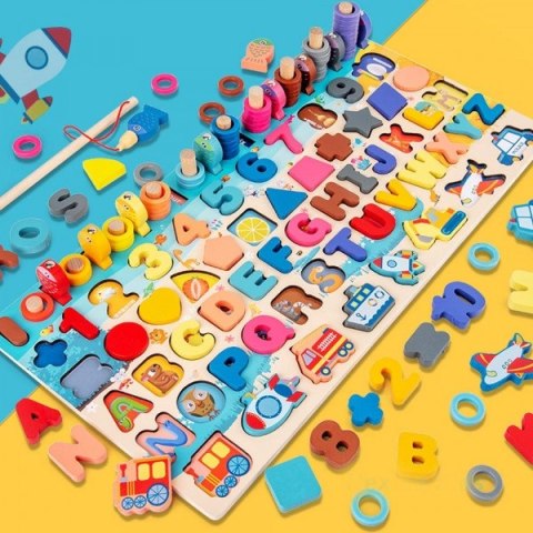Drewniana zabawka 7 in 1 puzzle alfabet cyfry montessorii Drewniana zabawka 7 in 1 puzzle alfabet cyfry montessorii
