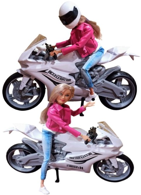 Lalka na Motorze Sportowym Ścigaczu Motor Biały #A1 Lalka na Motorze Sportowym Ścigaczu Motor Biały #A1