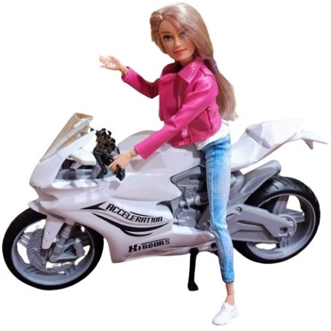 Lalka na Motorze Sportowym Ścigaczu Motor Biały #A1 Lalka na Motorze Sportowym Ścigaczu Motor Biały #A1