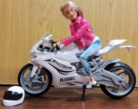 Lalka na Motorze Sportowym Ścigaczu Motor Biały #A1 Lalka na Motorze Sportowym Ścigaczu Motor Biały #A1