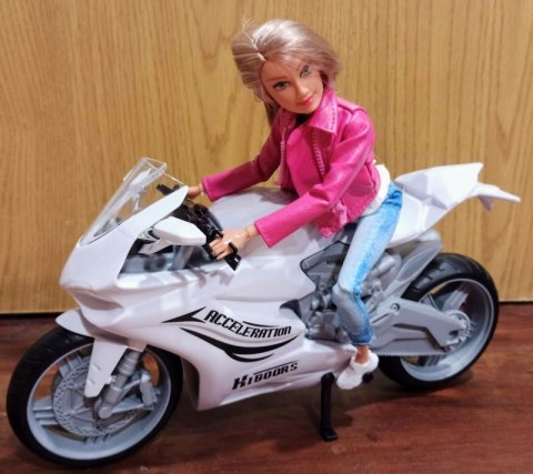 Lalka na Motorze Sportowym Ścigaczu Motor Biały #A1 Lalka na Motorze Sportowym Ścigaczu Motor Biały #A1