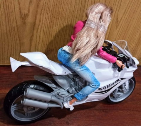 Lalka na Motorze Sportowym Ścigaczu Motor Biały #A1 Lalka na Motorze Sportowym Ścigaczu Motor Biały #A1