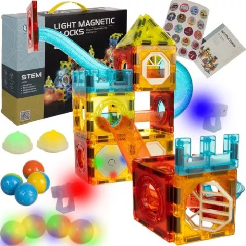 KLOCKI MAGNETYCZNE TOR KULKOWY DZIECKO 77 ELEMENTÓW
