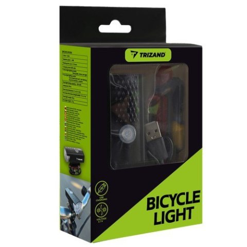 Lampka rowerowa LED USB + tylne światło 23679 Lampka rowerowa LED USB + tylne światło 23679