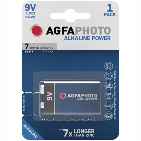 1x BATERIA AGFAPHOTO 9V LR61 6LR61 ALKALICZNA 6F22 1x BATERIA AGFAPHOTO 9V LR61 6LR61 ALKALICZNA 6F22