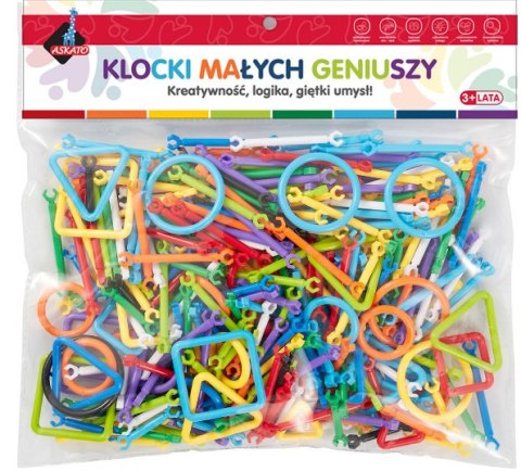 KLOCKI MAŁYCH GENIUSZY KONSTRUKCYJNE PATYKI 293 EL