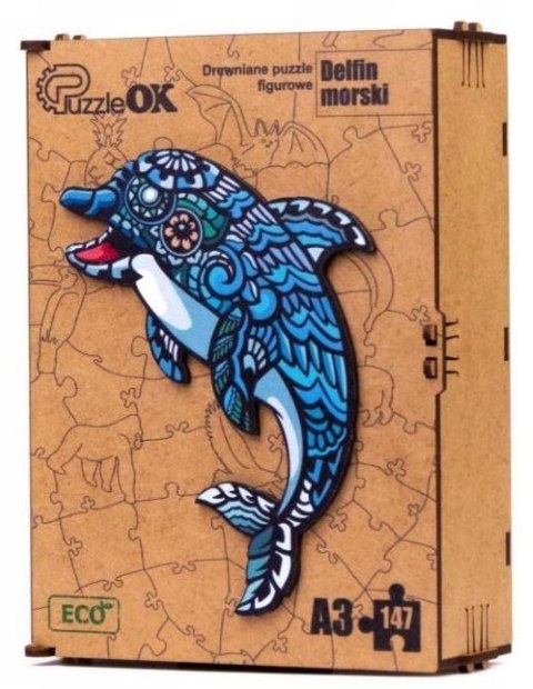 PUZZE DREWNIANE UKŁADANKA DELFIN MORSKI RYBA RYBKA PUZZE DREWNIANE UKŁADANKA DELFIN MORSKI RYBA RYBKA