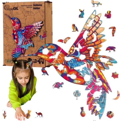PUZZLE DREWNIANE UKŁADANKA DELIKATNY KOLIBER PTAK PUZZLE DREWNIANE UKŁADANKA DELIKATNY KOLIBER PTAK
