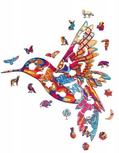 PUZZLE DREWNIANE UKŁADANKA DELIKATNY KOLIBER PTAK PUZZLE DREWNIANE UKŁADANKA DELIKATNY KOLIBER PTAK