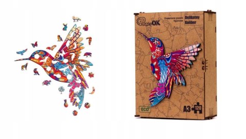 PUZZLE DREWNIANE UKŁADANKA DELIKATNY KOLIBER PTAK PUZZLE DREWNIANE UKŁADANKA DELIKATNY KOLIBER PTAK