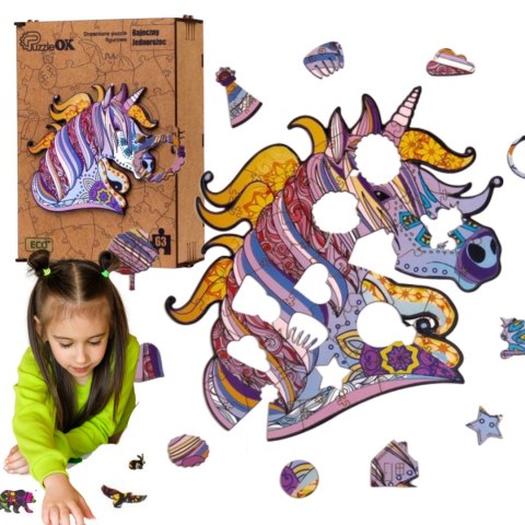 PUZZLE DREWNIANE UKŁADANKA JEDNOROŻEC KUCYK KOLORO PUZZLE DREWNIANE UKŁADANKA JEDNOROŻEC KUCYK KOLORO
