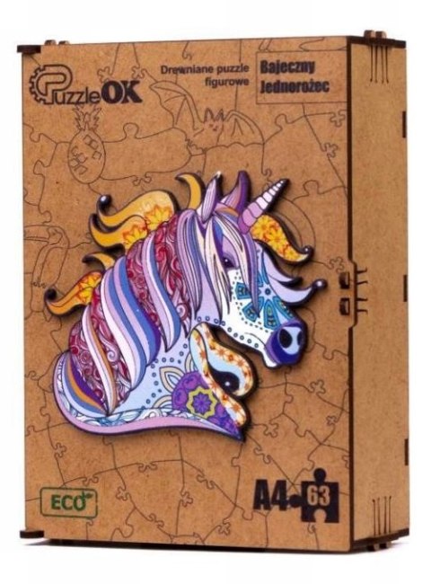PUZZLE DREWNIANE UKŁADANKA JEDNOROŻEC KUCYK KOLORO PUZZLE DREWNIANE UKŁADANKA JEDNOROŻEC KUCYK KOLORO