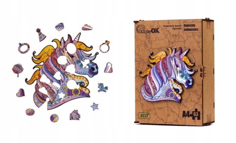 PUZZLE DREWNIANE UKŁADANKA JEDNOROŻEC KUCYK KOLORO PUZZLE DREWNIANE UKŁADANKA JEDNOROŻEC KUCYK KOLORO