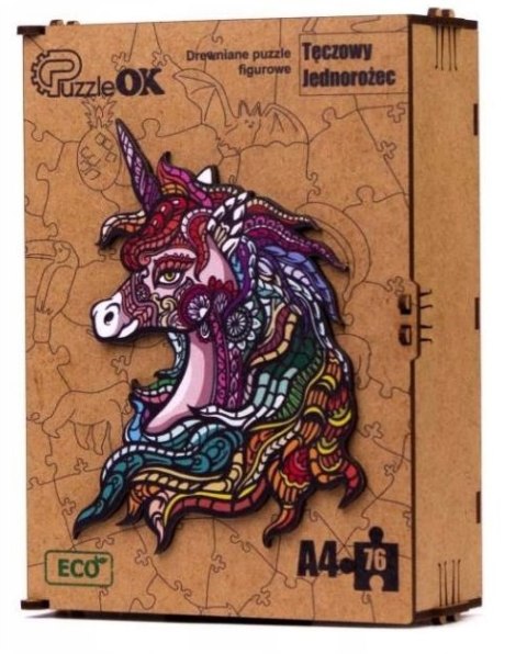 PUZZLE DREWNIANE UKŁADANKA JEDNOROŻEC KUCYK TĘCZOW PUZZLE DREWNIANE UKŁADANKA JEDNOROŻEC KUCYK TĘCZOW