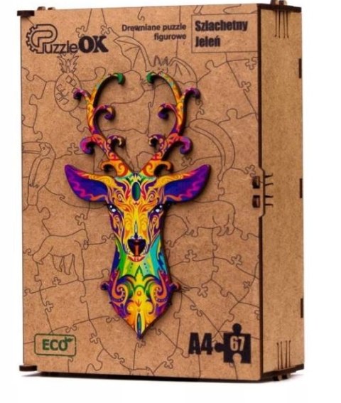 PUZZLE DREWNIANE UKŁADANKA JELEŃ DZIKIE ZWIERZĘ