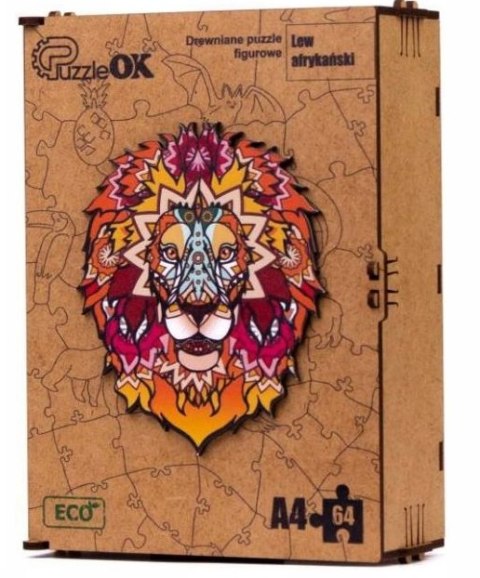 PUZZLE DREWNIANE UKŁADANKA LEW KOT AFRYKAŃSKI PUZZLE DREWNIANE UKŁADANKA LEW KOT AFRYKAŃSKI