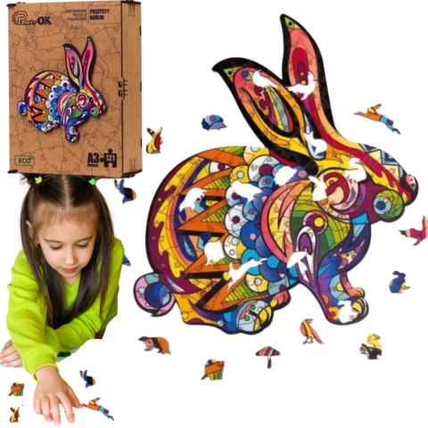 PUZZLE DREWNIANE UKŁADANKA PUSZYSTY ZAJĄC KRÓLIK PUZZLE DREWNIANE UKŁADANKA PUSZYSTY ZAJĄC KRÓLIK