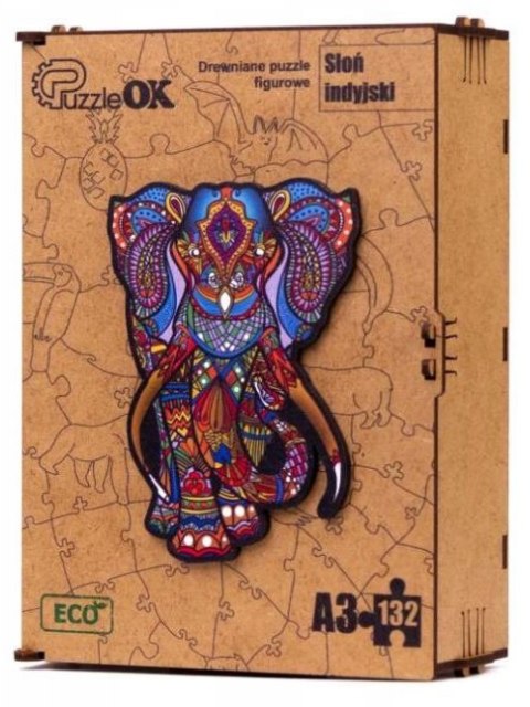 PUZZLE DREWNIANE UKŁADANKA SŁOŃ SŁONIK KOLOROWY PUZZLE DREWNIANE UKŁADANKA SŁOŃ SŁONIK KOLOROWY
