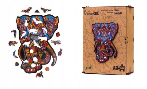 PUZZLE DREWNIANE UKŁADANKA SŁOŃ SŁONIK KOLOROWY PUZZLE DREWNIANE UKŁADANKA SŁOŃ SŁONIK KOLOROWY