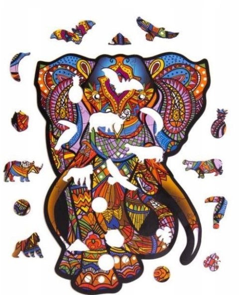 PUZZLE DREWNIANE UKŁADANKA SŁOŃ SŁONIK KOLOROWY PUZZLE DREWNIANE UKŁADANKA SŁOŃ SŁONIK KOLOROWY